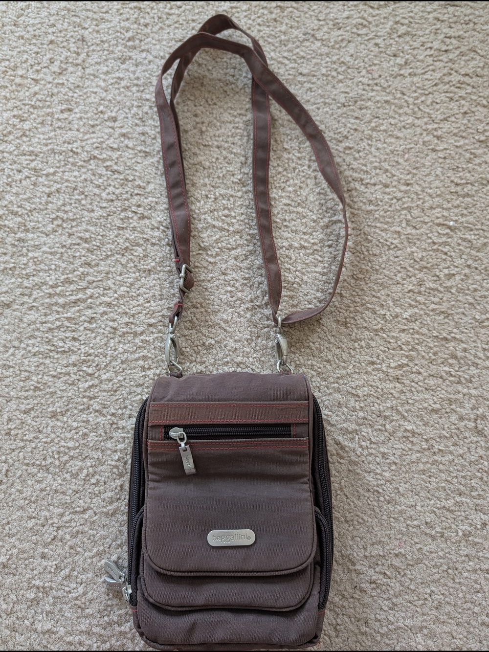 Baggallini Journey RFID Brown Crossbody Organizer Bag